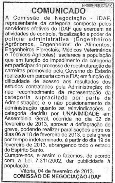 edital greve idaf